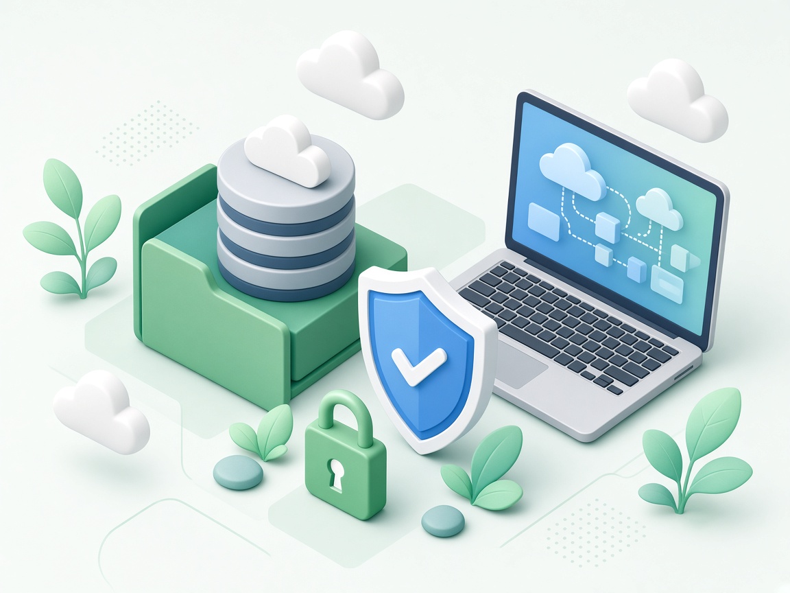 Website backups, malware protection and SSL security illustration